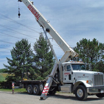 جرثقیل کامیونی یا کفی (Boom Truck) یا (Truck mounted Crane)